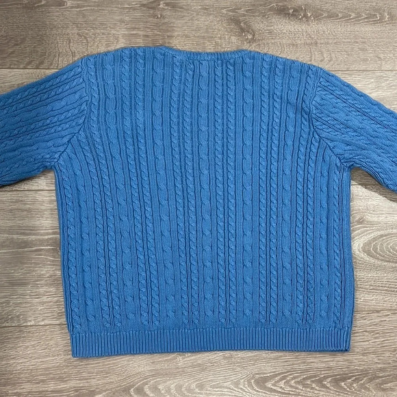 Vintage Wainscot Petites 100% Cotton Crew Neck Cable Knit Sweater Blue S - Picture 12 of 14